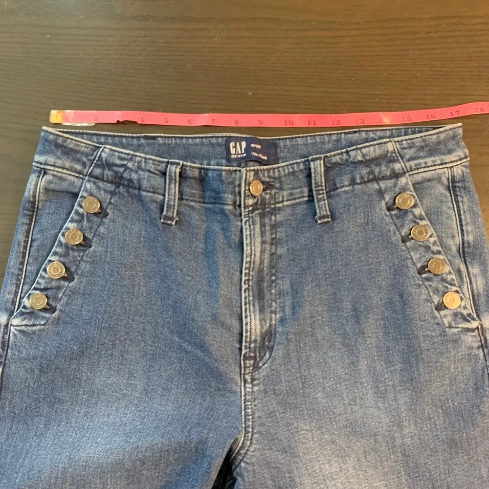 GAP Denim 70s Flare Jeans Womens Size 16/33R Blue High Rise Retro Stylish Trendy